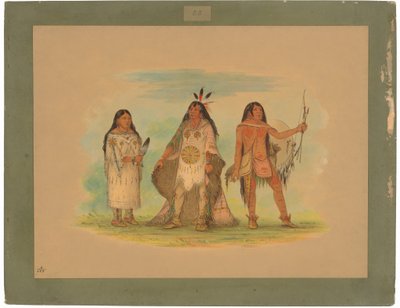 Drei Minatarree-Indianer von George Catlin
