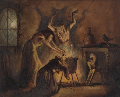 Szene mit drei Hexen aus Shakespeares Macbeth von George Cattermole