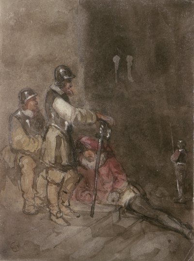 Unidentifiziertes historisches Thema mit Soldaten von George Cattermole