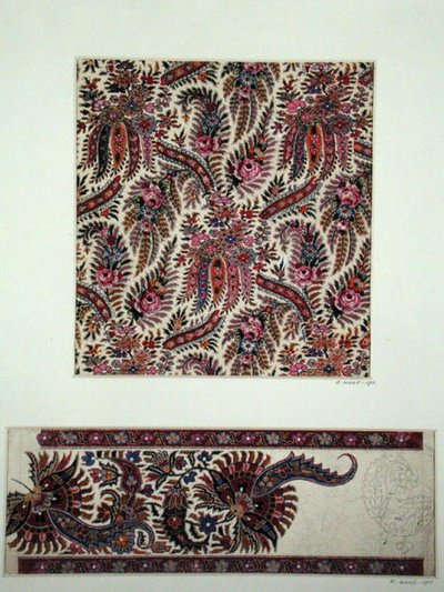 Stoffdesigns für Paisley-Schals, ca. 1871 (Gouache auf Papier) von George Charles Haite