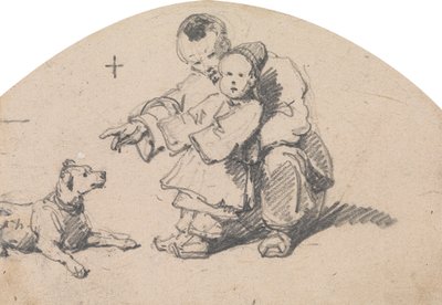 Chinesischer Vater und Kind mit Hund von George Chinnery