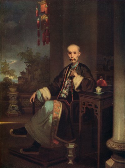 How Qua, Leiter der Hong-Kaufleute in Kanton, ca. 1830 von George Chinnery