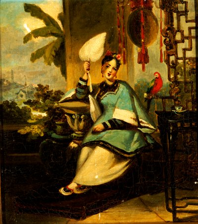 Porträt eines Mädchens mit einem Papagei von George Chinnery