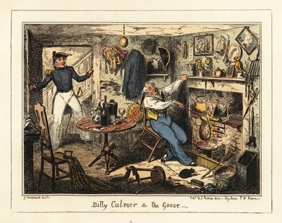 Ein Marineleutnant ruft einen alten Midshipman zum Dienst von George Cruikshank