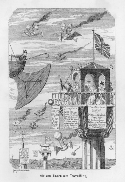 Air-um, Scare-um Reisen - d.h. Erwartung der Zukunft des Fliegens im Jahr 1843 von George Cruikshank