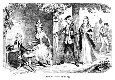 April - Narrentag, ca. 1839 von George Cruikshank