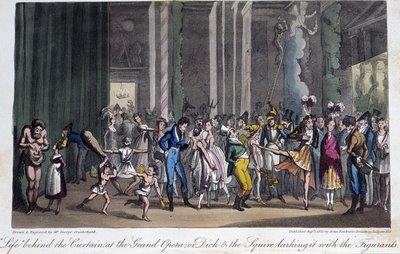 Hinter den Kulissen der Oper - in „Life in Paris“ von David Carey, London von George Cruikshank
