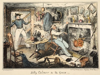 Billy Culmer und die Gans, aus Greenwich Hospital, einer Serie von Marine-Skizzen, die das Leben eines Kriegsschiffmannes beschreiben von George Cruikshank
