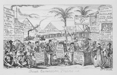 Billige Ausflugszüge, d.h. die Zukunft des Massentourismus vorgestellt (Gravur) von George Cruikshank