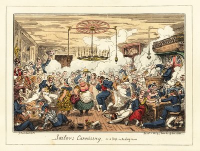 Englische Matrosen trinken und tanzen in einem Pub, Napoleonische Ära, 1829 von George Cruikshank