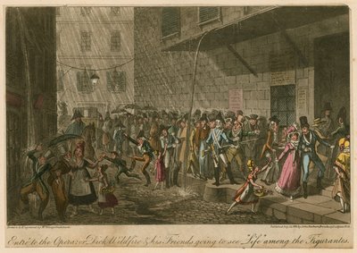 Eintritt in die Oper; oder, Dick Wildfire und seine Freunde gehen das Leben unter den Figuranten sehen von George Cruikshank