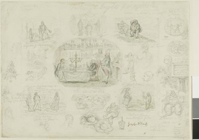Moden und Schrecken von 1829 (recto); Engel immer hell und schön (verso) von George Cruikshank