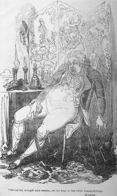 Gib deine Kraft nicht den Frauen, noch deine Wege dem, was Könige zerstört, um 1820 von George Cruikshank