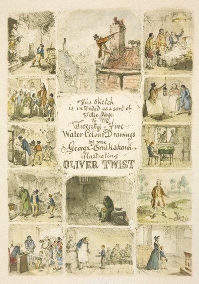 Illustration für die Titelseite "Oliver Twist" von George Cruikshank
