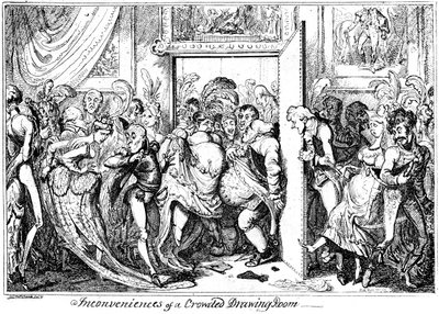 Unannehmlichkeit eines überfüllten Salons, 1818 von George Cruikshank