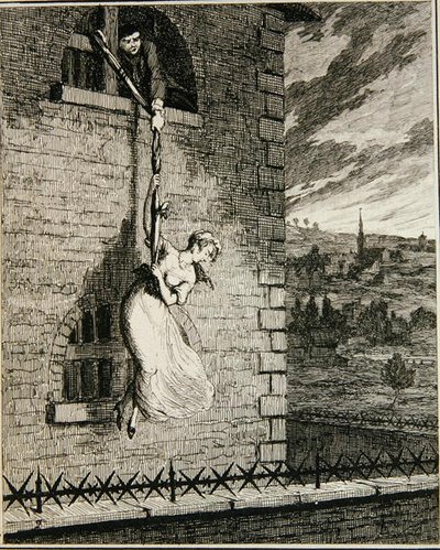 Jack entkommt aus Newgate Ward mit seiner Frau Elizabeth Lyon, Illustration aus 