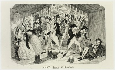 Juli - Unten bei Beulah aus George Cruikshanks Stahlradierungen zu The Comic Almanacks: 1835-1853 von George Cruikshank
