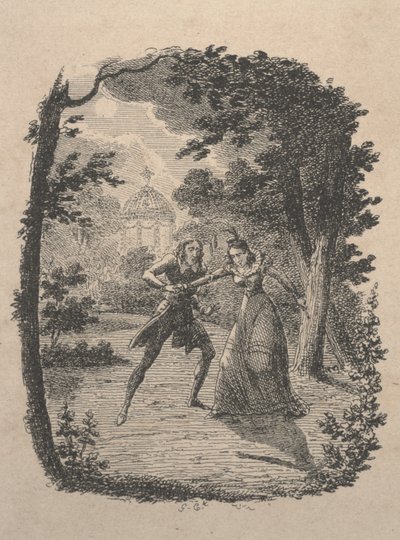 Mann und Frau im Garten von George Cruikshank