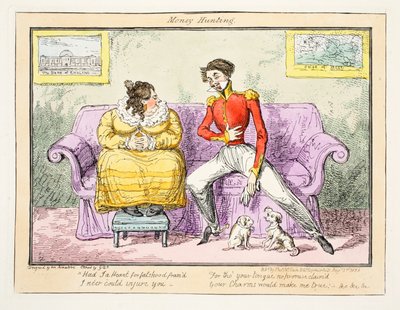 Geldjagd, 1835 (handkolorierte Gravur) von George Cruikshank