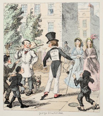 Mr. Lambkin zieht in aller Macht aus, mit der geheimen und liebenswürdigen Absicht, eine gewisse Dame zu töten von George Cruikshank