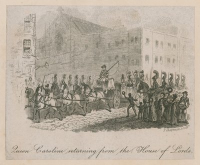 Königin Caroline kehrt aus dem House of Lords zurück von George Cruikshank