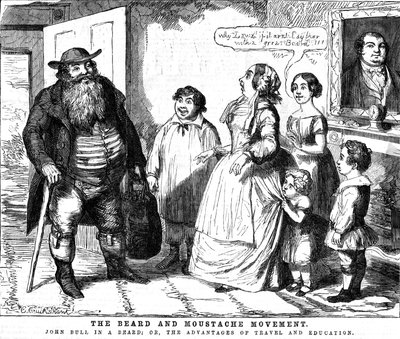 Die Bart- und Schnurrbartbewegung, 1854 von George Cruikshank