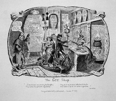 Der Gin-Laden, aus "Scraps and Sketches", Teil II, Platte 3 von George Cruikshank