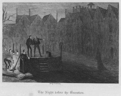 Die Nacht vor der Hinrichtung (Stich) von George Cruikshank