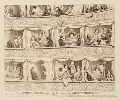 Die Opernlogen während der Zeit der Großen Ausstellung, 1851 von George Cruikshank