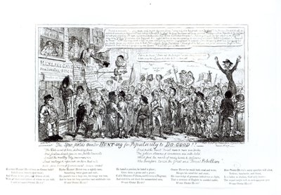 Der Spa Fields Redner auf der Jagd nach Popularität, um Gutes zu tun!!, veröffentlicht von J. Sidebotham, 1817 von George Cruikshank