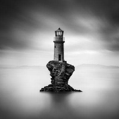 Einsamer Felsenleuchtturm von George Digalakis