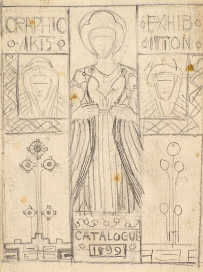 Entwurf für den Katalogumschlag der Dundee Graphic Arts Association [Bleistift] von George Dutch Davidson