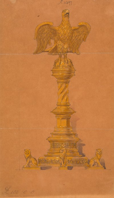 Entwürfe ausgeführt für Jones und Willis, Metall- und Holzbearbeiter und Kirchenmöbelhersteller aus Birmingham und London von George Edmund Street