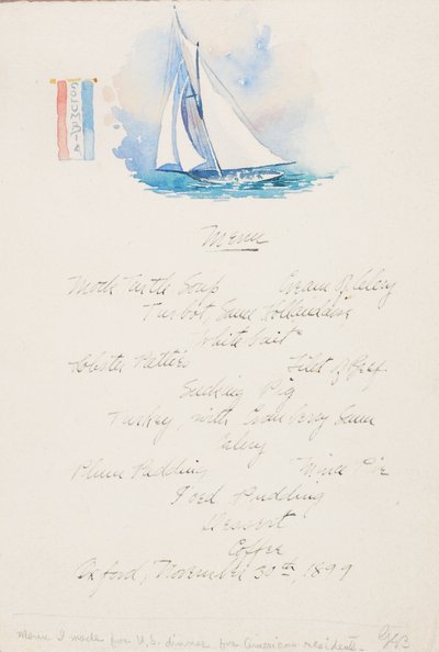 Menü für U.S. Dinner, Oxford von George Elbert Burr