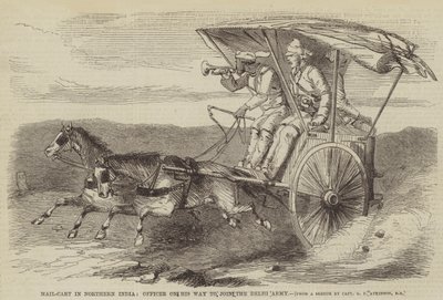 Postkutsche in Nordindien, Offizier auf dem Weg zur Delhi-Armee von George Francklin Atkinson