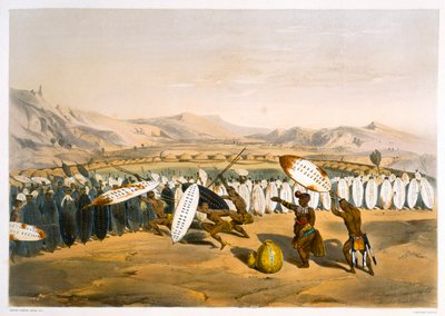Umpanda inspiziert seine Truppen in Nonduengi, 1849 von George French Angas