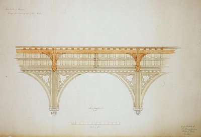 New College Oxford: Entwurf für das Dach der neuen Halle von George Gilbert Scott