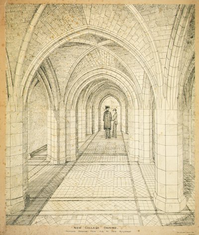 New College Oxford: Vorgeschlagener Durchgang von alten zu neuen Gebäuden von George Gilbert Scott