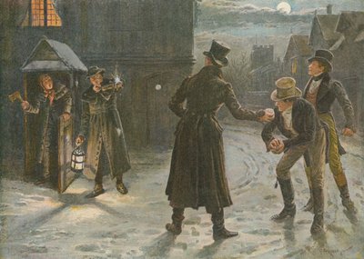 Schneeballschlacht mit den Wächtern: Ein Weihnachtsstreich in den Tom-und-Jerry-Zeiten von George Goodwin Kilburne