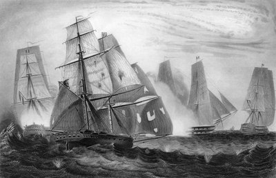 Unerschrockenes Verhalten von Kapitän Charles Napier, 15. April 1809, ca. 1857 von George Greatbatch
