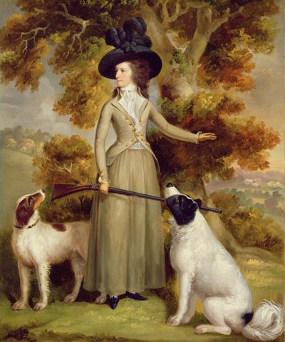 Die Gräfin von Effingham mit Gewehr und Jagdhunden, 1787 von George Haugh