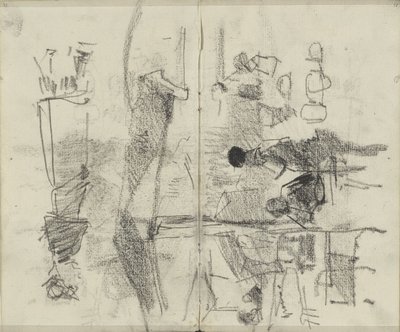 Figuren, möglicherweise auf einem Markt oder in einem Lokal von George Hendrik Breitner