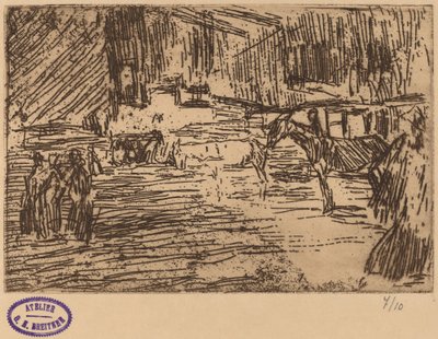 Szene mit Pferden im Bach stehend von George Hendrik Breitner