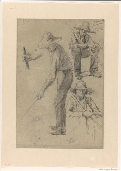 Skizzenblatt mit Studien eines Gärtners von George Hendrik Breitner