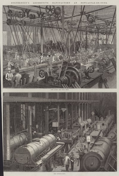 Stephensons Lokomotivfabrik in Newcastle-on-Tyne von George Henry Andrews