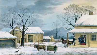 Heim zu Thanksgiving, graviert von J. Schulfer, veröffentlicht von Currier und Ives, 1867 von George Henry Durrie