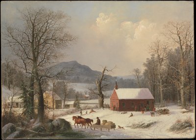 Rotes Schulhaus (Landschaftsszene) von George Henry Durrie