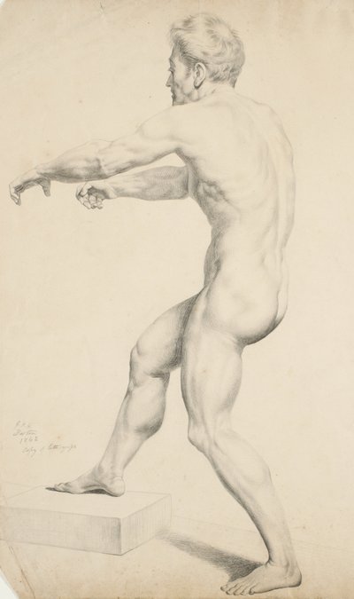 Männlicher Akt, kopiert von einer Lithographie, 1842 von George Henry Hall