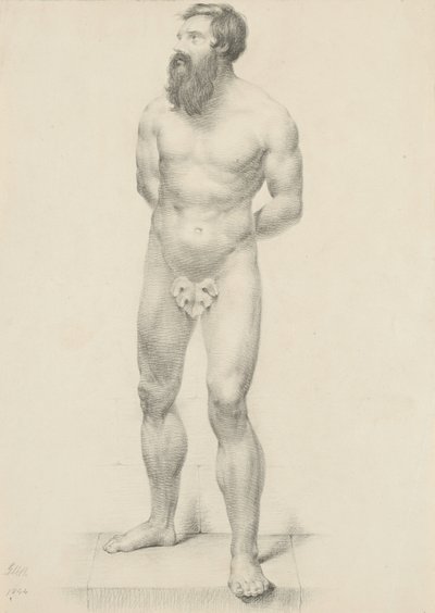 Stehender männlicher Akt mit Feigenblatt, 1844 von George Henry Hall