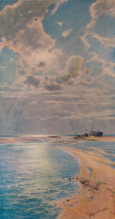 Silbernes Licht auf einer goldenen Bar, Ambleteuse, um 1901 von George Hillyard Swinstead